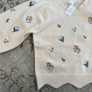 Entro Cream Floral Embroidered Sweater